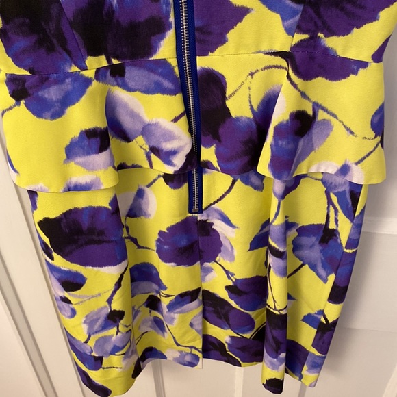 Milly Yellow & Purple Floral Dress - Size 4 - Picture 8 of 8
